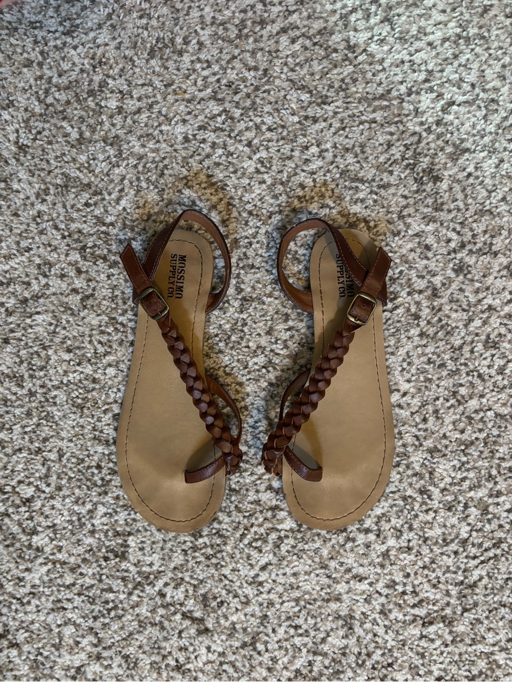 Mossimo Supply Co. Brown Braided T-Strap Sandals